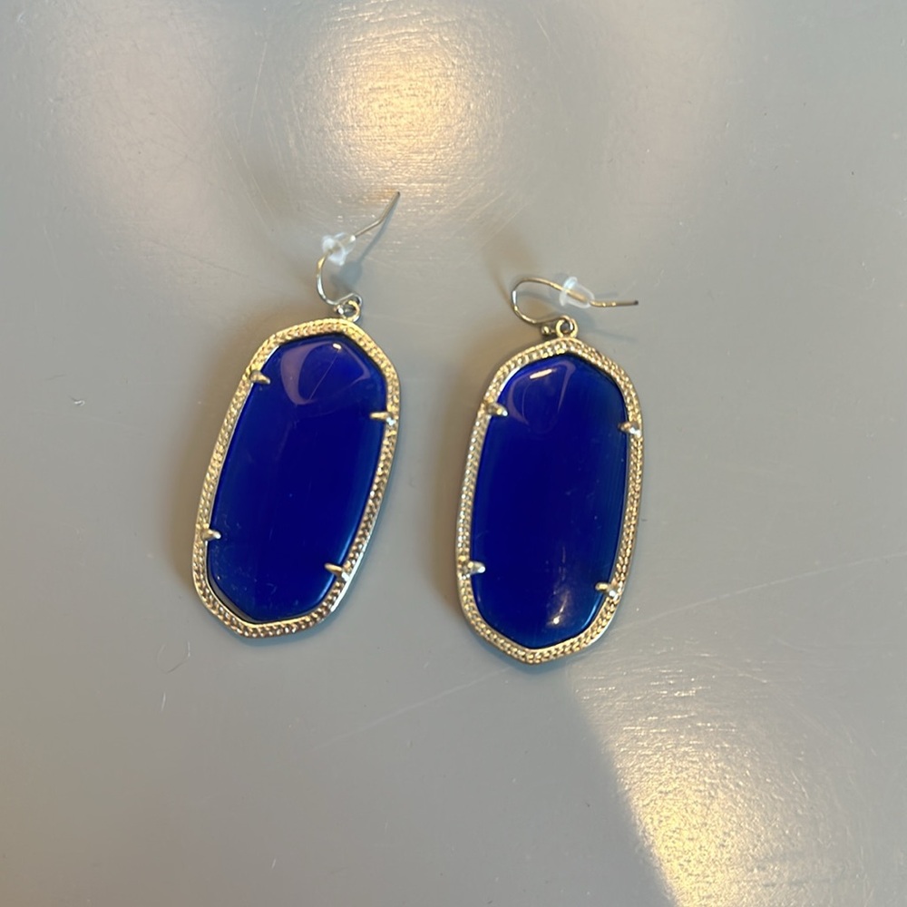 Blue and gold Kendra Scott Danielle earrings (large size)